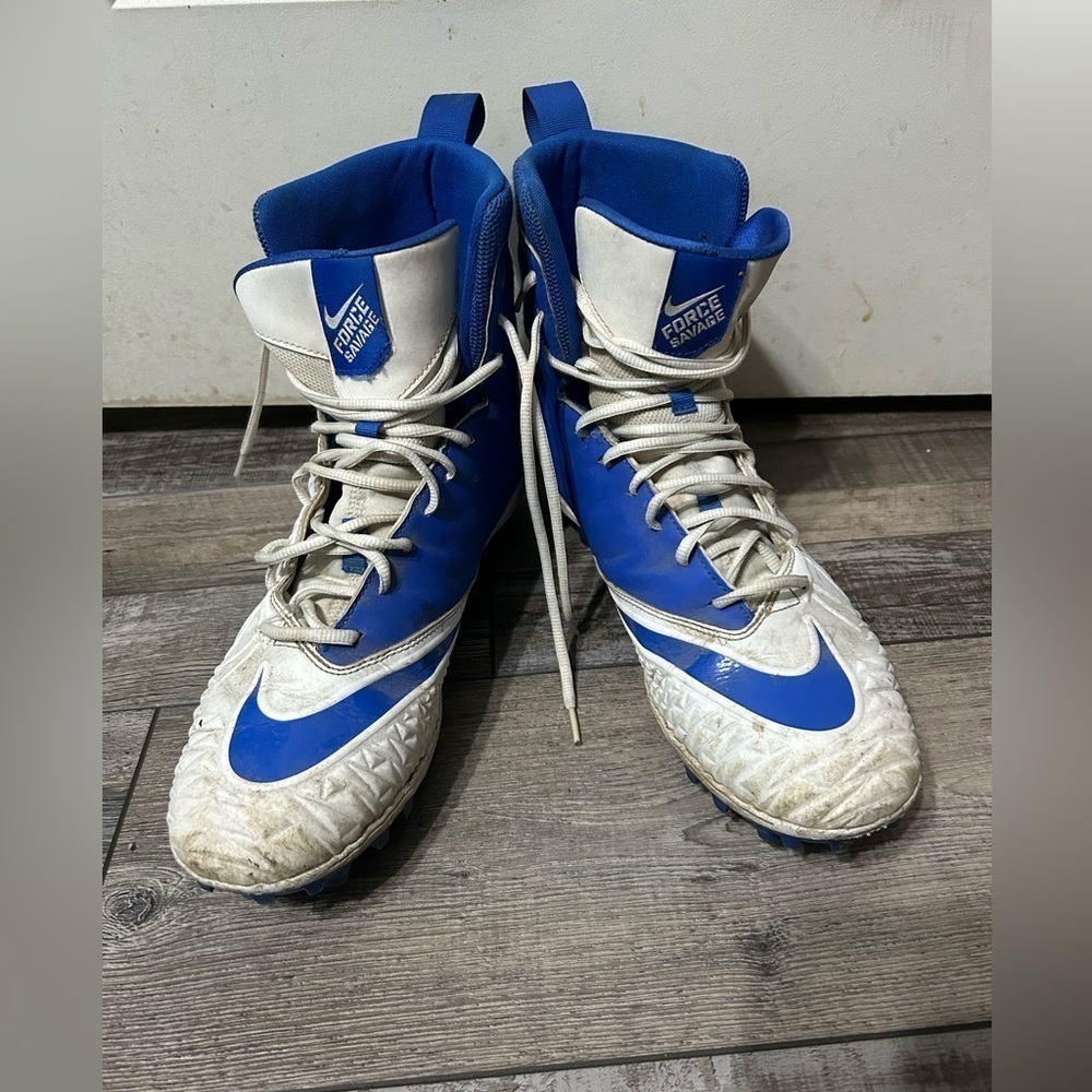 Nike Force Savage Elite TD Men Size 12 Shoes white Blue Football Sneakers